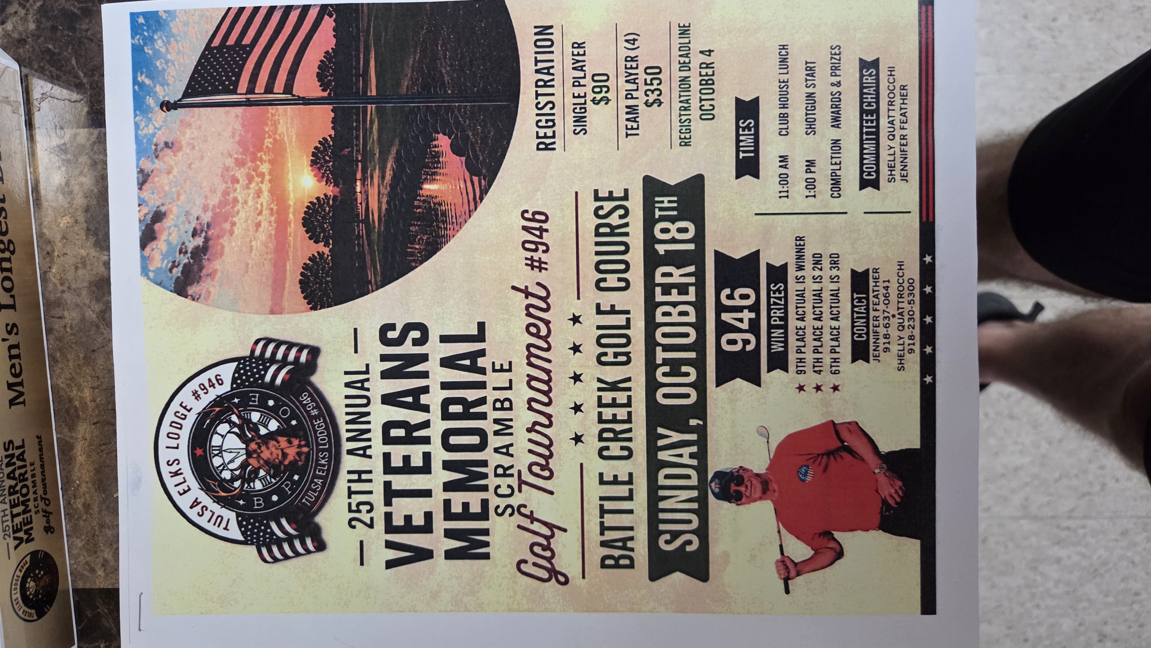 25th Annual Veterans Memorial Scramble Golf Tournament #946 - Tulsa Elks Lodge #946 flyer
