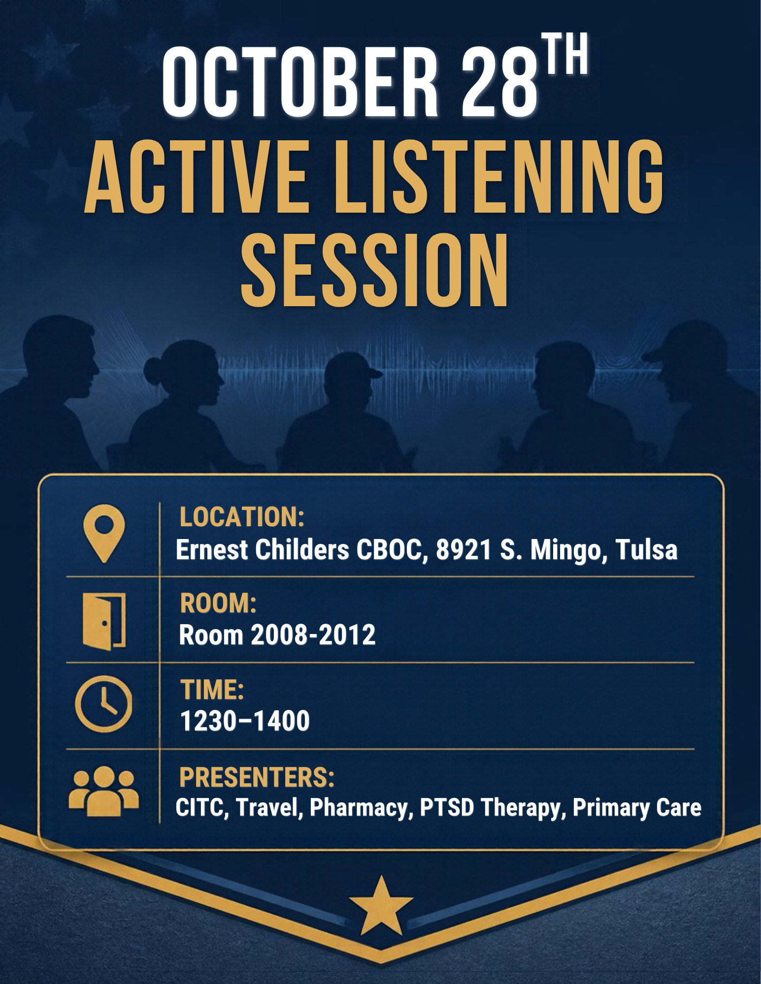 VHA Active Listening Session flyer